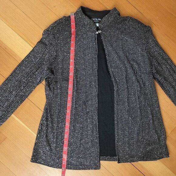 Vintage all over sparkle black cardigan open front faux diamond closure - Picture 6 of 9